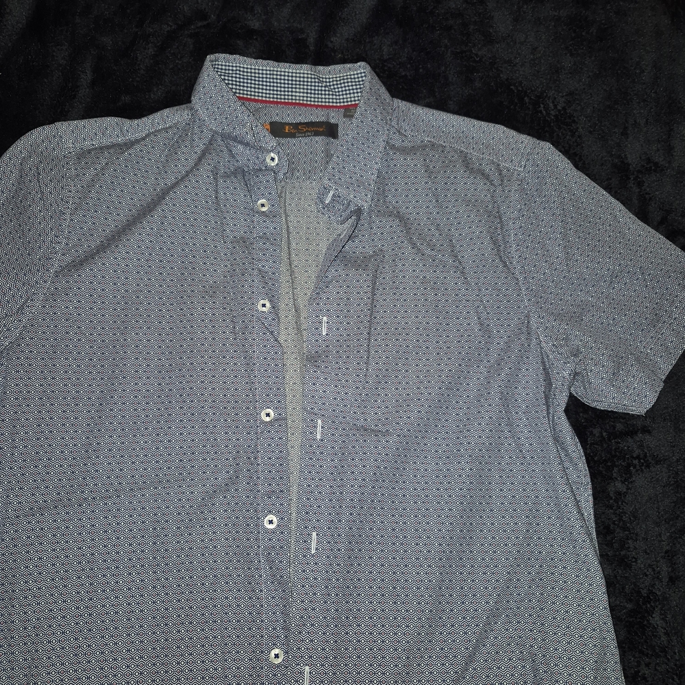 Ben Sherman Navy Patterned Polo Shirt